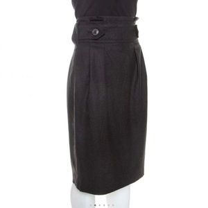 YSL Charcoal Grey Wool Pencil Skirt